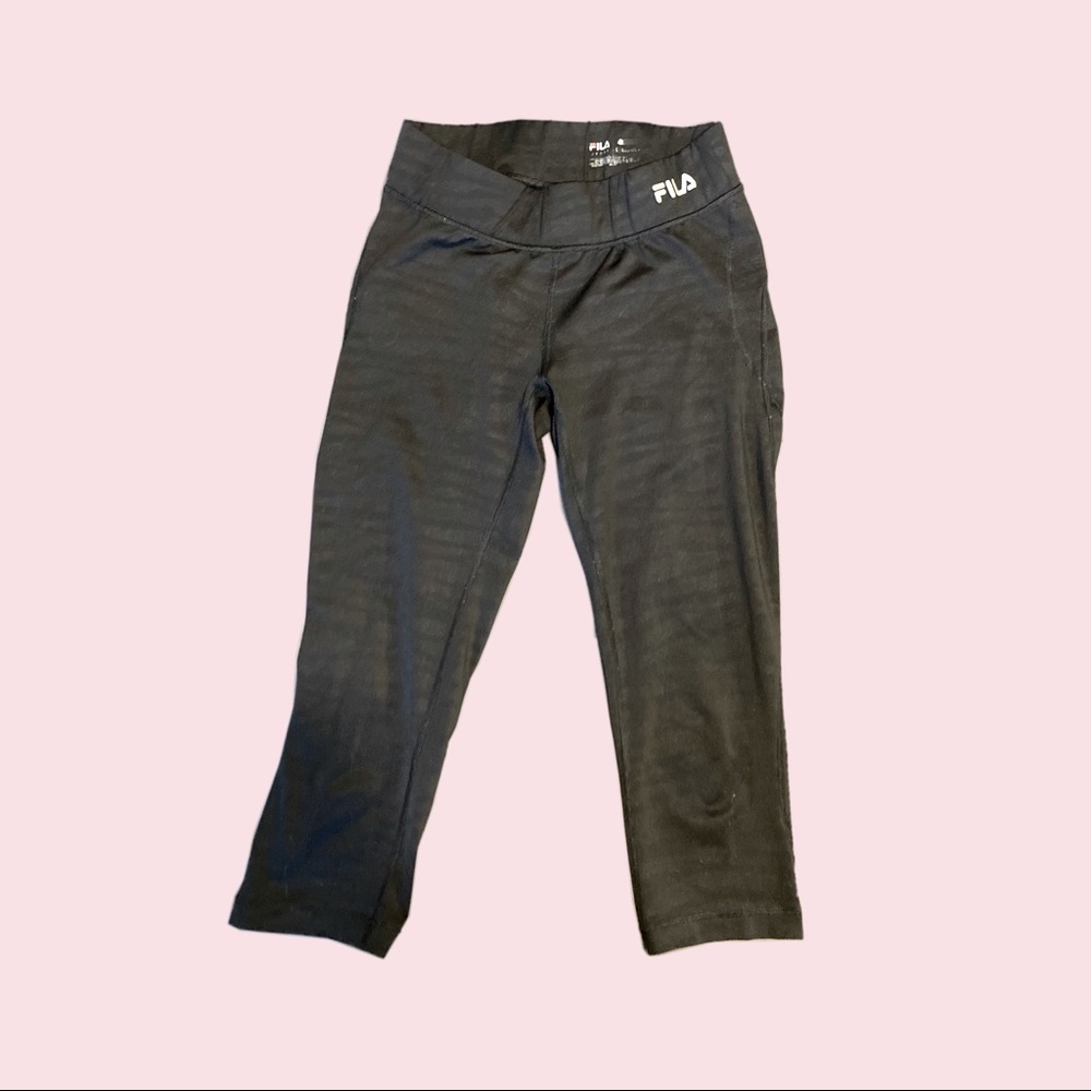 FILA Athletic Mid Ankle Black and Grey Zebra Leggings